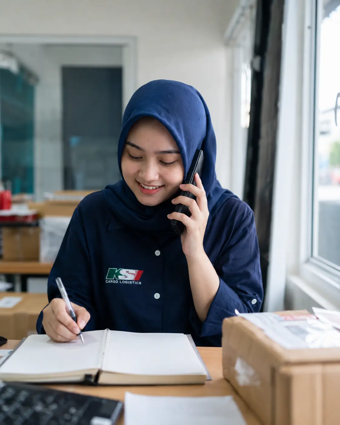 staf ksi sedang menelepon